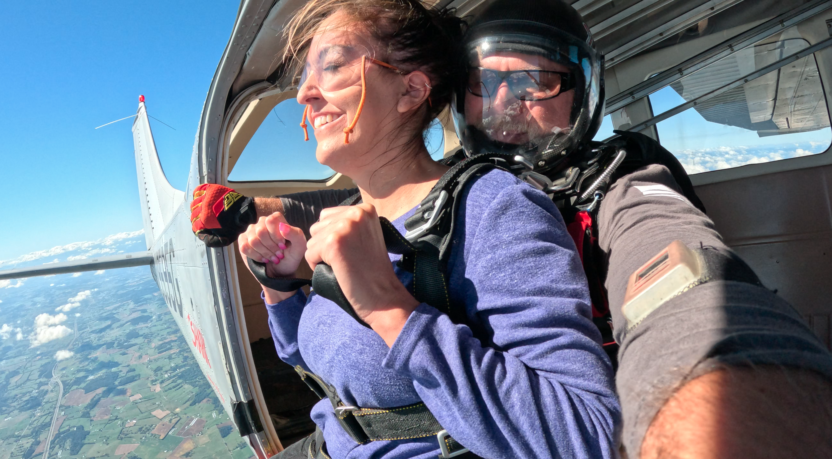 getting ready to tandem skydiving at Skydive Shenandoah 
